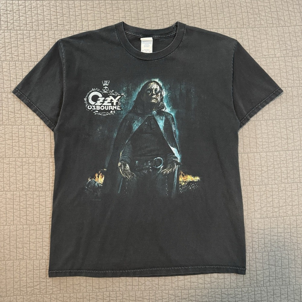 Vintage Y2K Ozzy Osbourne Black Rain Tour T Shirt Men Large 2007‎ Concert Tour